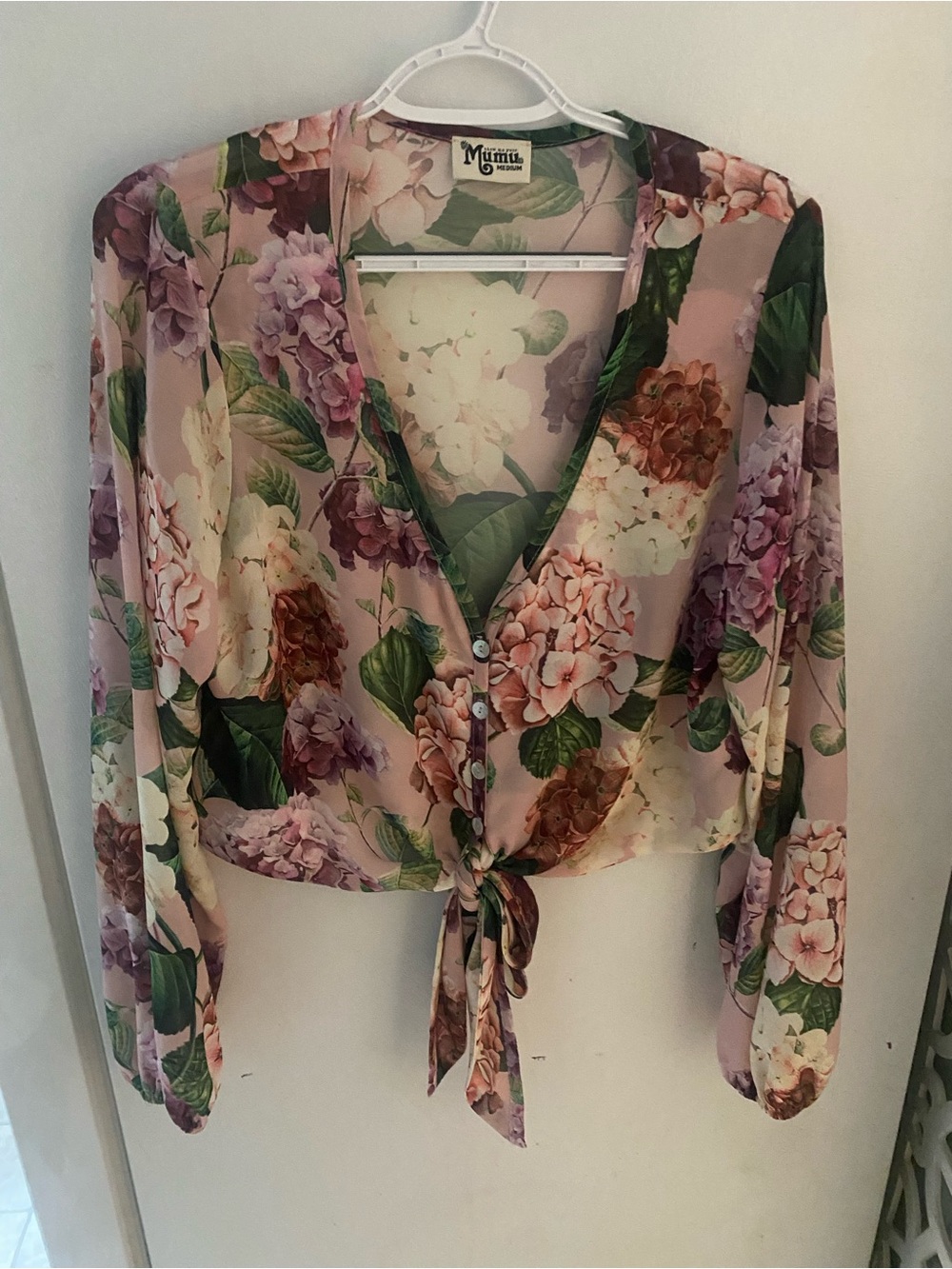 Show Me Your MuMu Pink Floral Tie-Front Blouse